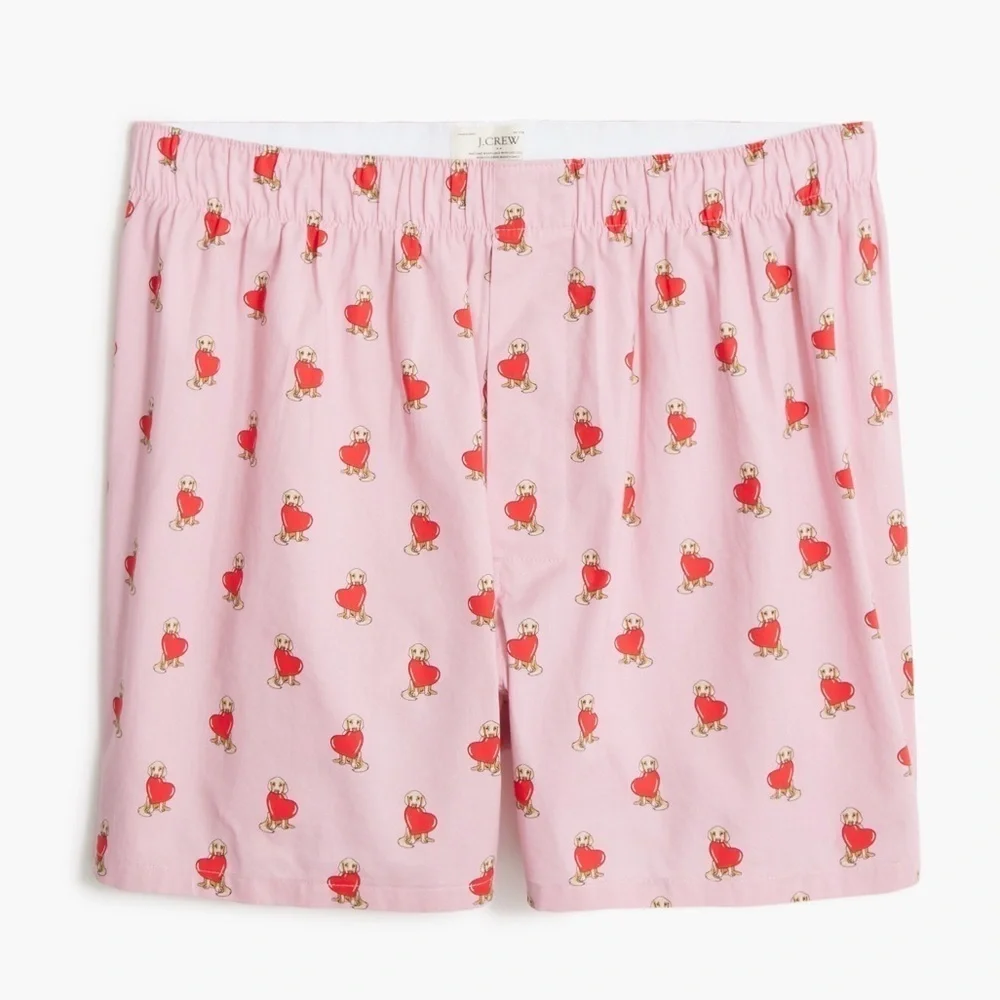 NWOT j crew woven boxers dog and heart
